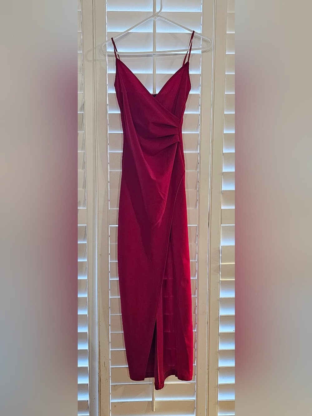 Windsor Red Ruched Wrap Maxi Dress – Size Small